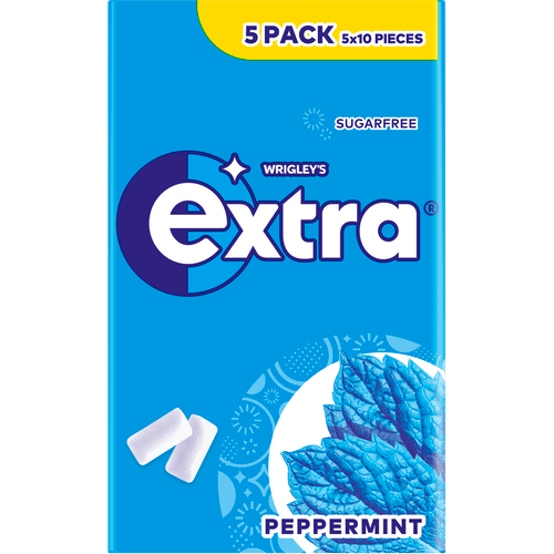 Foto van Extra Peppermint suikervrij 5-pack op witte achtergrond