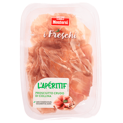 Foto van Montorsi Prosciutto crudo op witte achtergrond