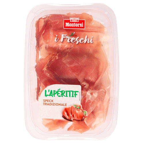 Foto van Montorsi Speck di montagne op witte achtergrond