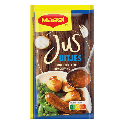 Foto van Maggi Jus met uitjes op witte achtergrond