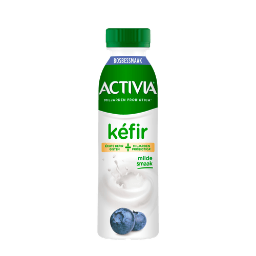 Foto van Activia Kefir drink bosbes op witte achtergrond