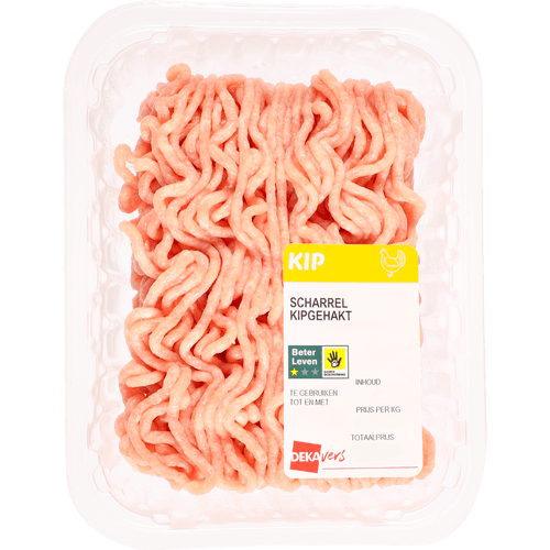 Foto van DekaVers Scharrel kipgehakt op witte achtergrond