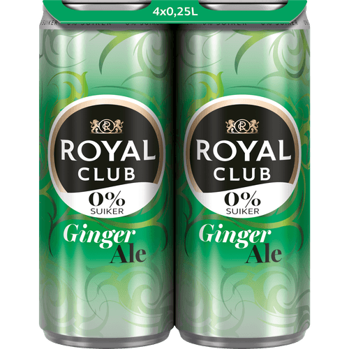 Foto van Royal Club Ginger ale 0% op witte achtergrond