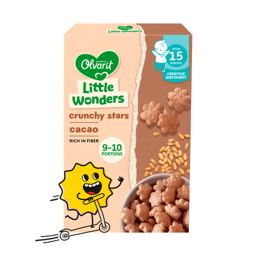 Foto van Olvarit Peuter crunchies cacao 15+ maanden op witte achtergrond