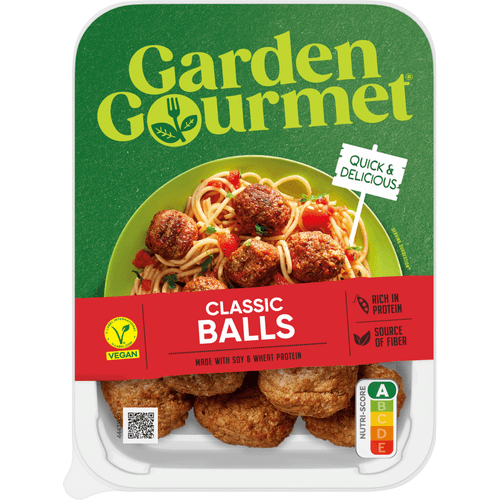 Foto van Garden Gourmet Vegetarische balletjes op witte achtergrond