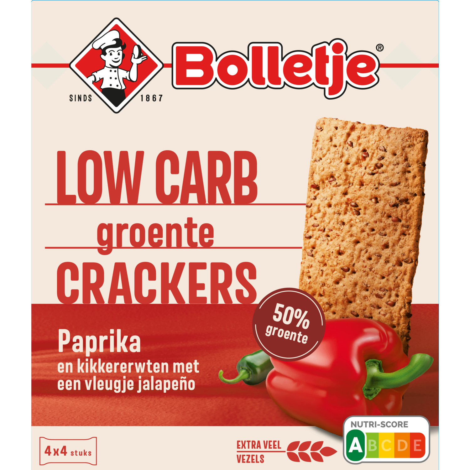 Bolletje Lowcarb groentecrackers paprika