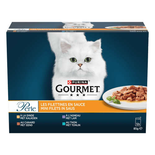 Foto van Gourmet Perle mini filets in sauce eend 12 stuks op witte achtergrond