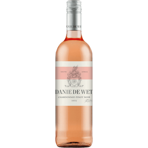 Foto van Danie de Wet Chardonnay pinot noir op witte achtergrond