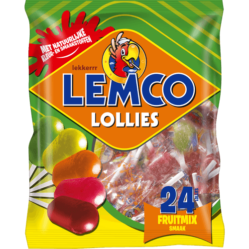 Foto van Lemco Fruit lollies 24 stuks op witte achtergrond