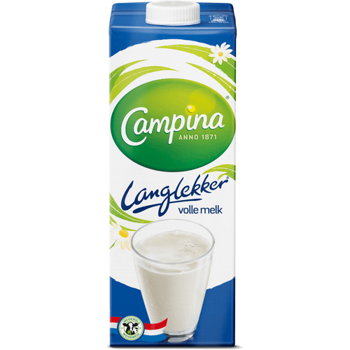 Foto van Campina Houdbare volle melk langlekker op witte achtergrond
