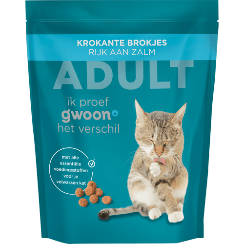 Foto van G'woon Kattenvoer adult zalm op witte achtergrond