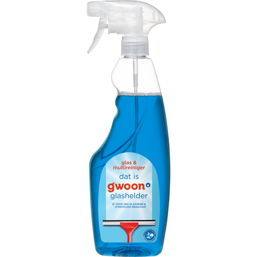 Foto van G'woon Glas & multireiniger op witte achtergrond