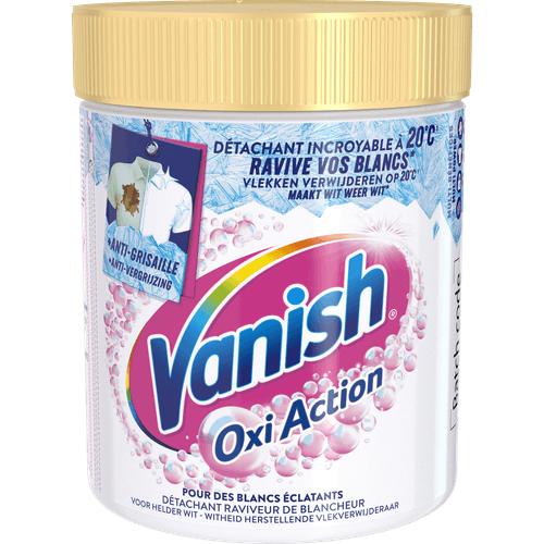 Foto van Vanish Oxi Action Whitening Booster Poeder Vlekverwijderaar Voor Witte Was op witte achtergrond