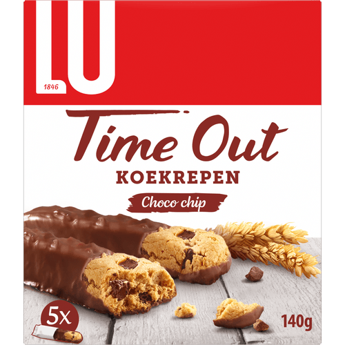 Foto van Lu Time out koekrepen choco chip op witte achtergrond