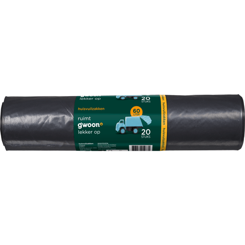 Foto van G'woon Huisvuilzakken 60 liter op witte achtergrond