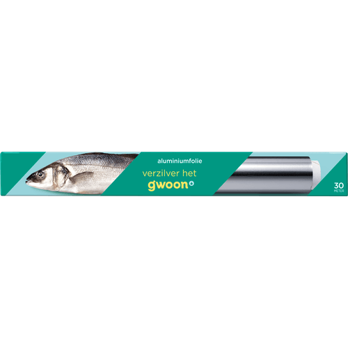 Foto van G'woon Alumiumfolie 30 meter op witte achtergrond
