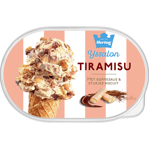 Foto van Hertog Ijs tiramisu op witte achtergrond