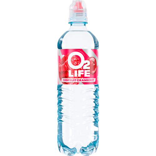 Foto van O2Life Mineraalwater red fruit cranberry op witte achtergrond
