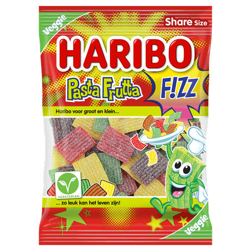 Foto van Haribo Fruitgom pasta frutta op witte achtergrond