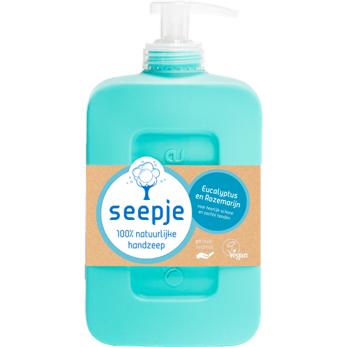 Foto van Seepje Handzeep eucalyptus en rozemarijn op witte achtergrond