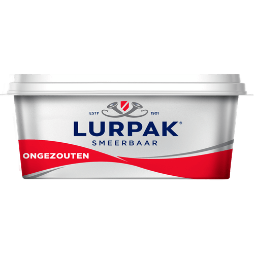 Foto van Lurpak Smeerbare boter ongezouten op witte achtergrond