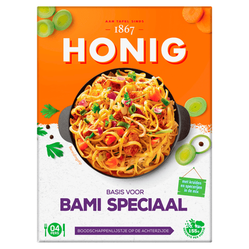 Foto van Honig Kruidenmix bami speciaal op witte achtergrond