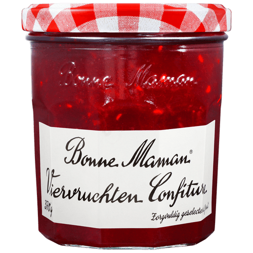 Foto van Bonne Maman Confiture viervruchten op witte achtergrond
