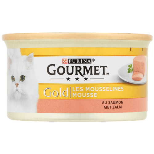 Foto van Gourmet Gold mousse met zalm op witte achtergrond