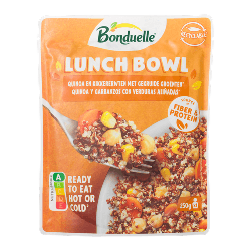 Foto van Bonduelle Lunch bowl kikkererwten quinoa op witte achtergrond
