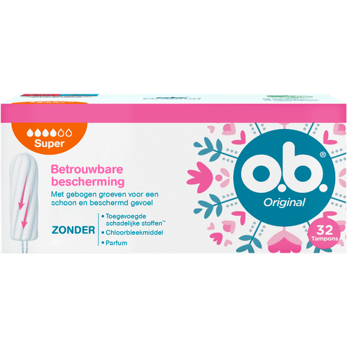 Foto van O.B. Tampons original super op witte achtergrond