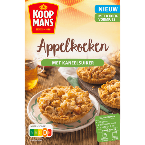 Foto van Koopmans Mix voor appelkoeken op witte achtergrond