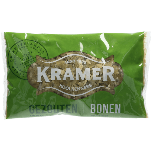 Foto van Kramer Gezouten bonen op witte achtergrond