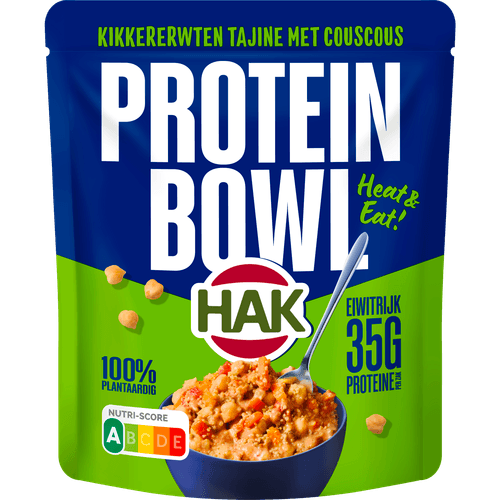 Foto van Hak Protein bowl kikkererwten tajine op witte achtergrond