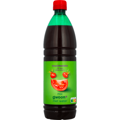 Foto van G'woon Siroop vruchtenmix op witte achtergrond