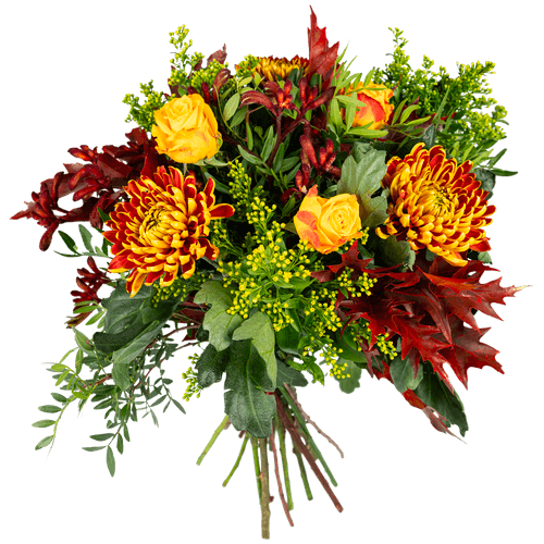 Foto van DekaMarkt Boeket vier t seizoen herfst op witte achtergrond