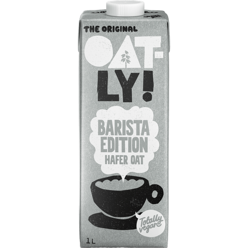 Foto van Oatly Haverdrank barista edition plantaardig op witte achtergrond