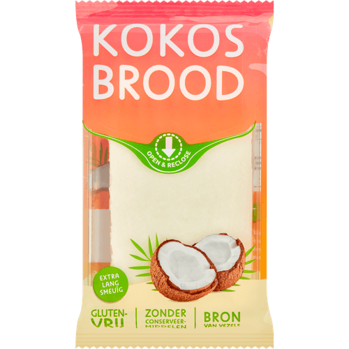 Foto van Kokosbrood plakjes op witte achtergrond
