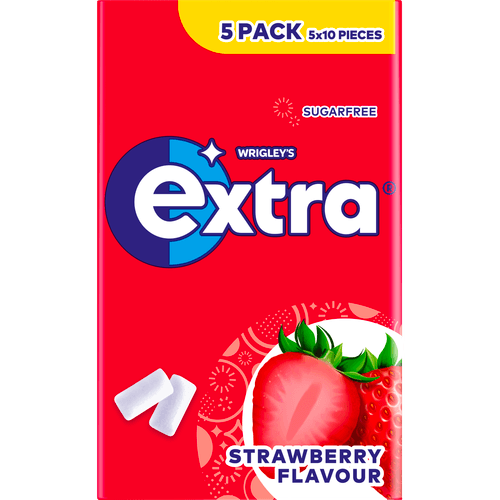 Foto van Extra Strawberry suikervrij 5-pack op witte achtergrond