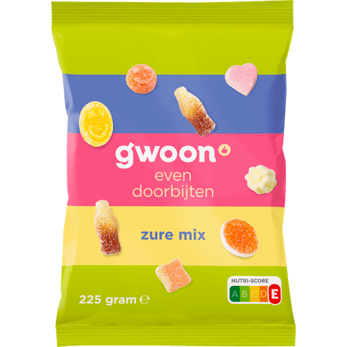 Foto van G'woon Zure mix op witte achtergrond