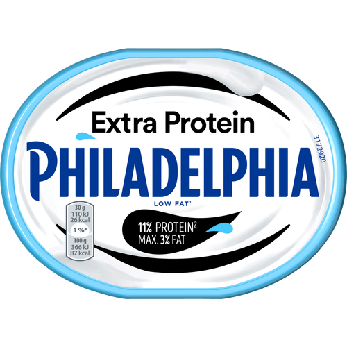 Foto van Philadelphia Extra proteine op witte achtergrond