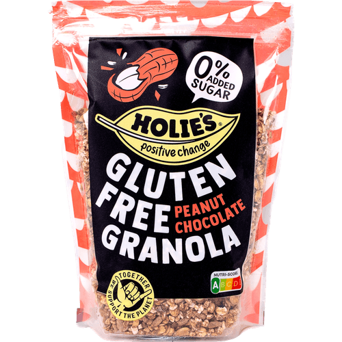 Foto van Holie's Granola peanut chocolate op witte achtergrond
