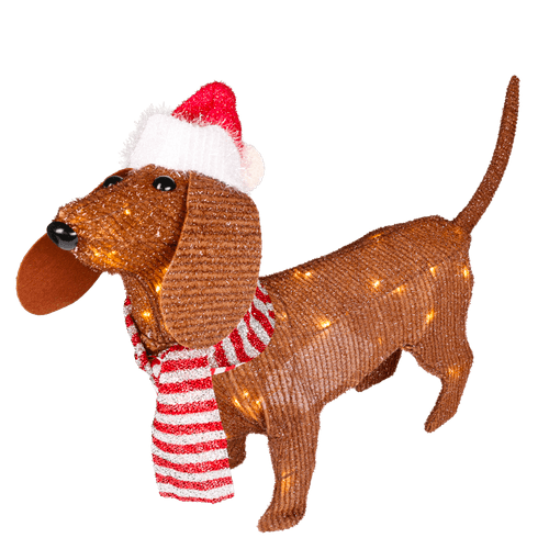 Foto van Hond met muts 70 cm led bruin op witte achtergrond