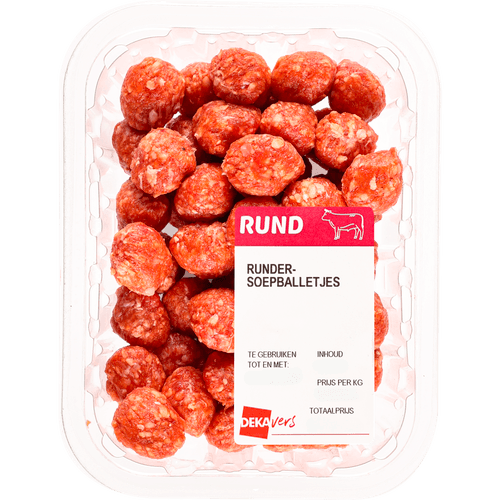 Foto van DekaVers Biologisch Bio rundersoepballetjes op witte achtergrond