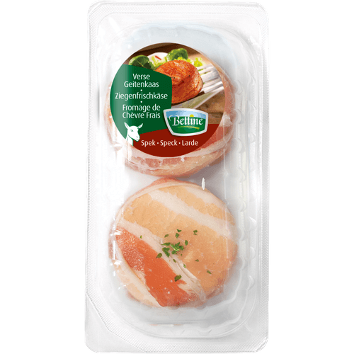 Foto van Bettine Geitenkaas met spek op witte achtergrond