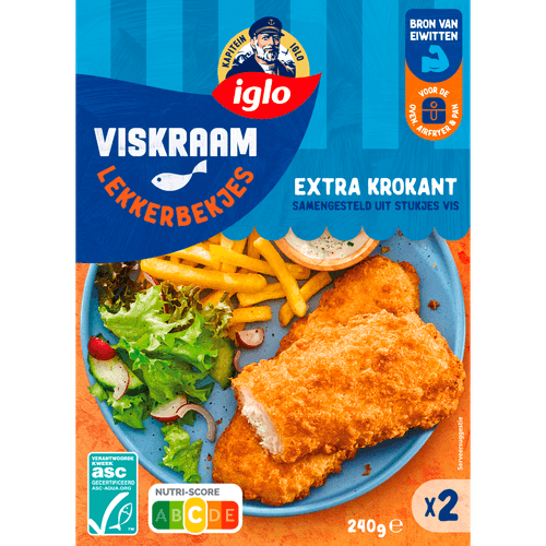 Foto van Iglo Kapiteins Klassiekers lekkerbekjes naturel, 2 stuks op witte achtergrond