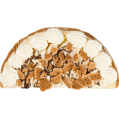 Foto van DekaVers Stroopwafel vlaai half op witte achtergrond