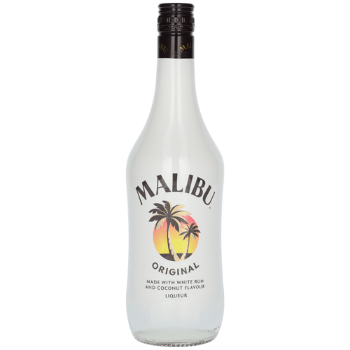 Foto van Malibu Caribbean rum op witte achtergrond