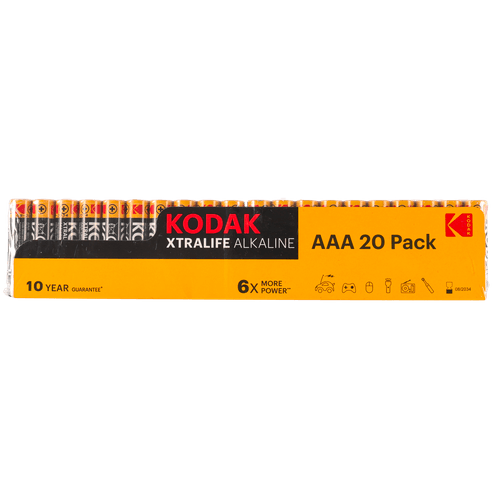 Foto van Kodak Batterij AAA 20-pack alkaline op witte achtergrond