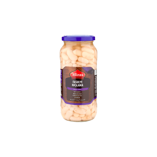 Foto van Miras Witte bonen op witte achtergrond