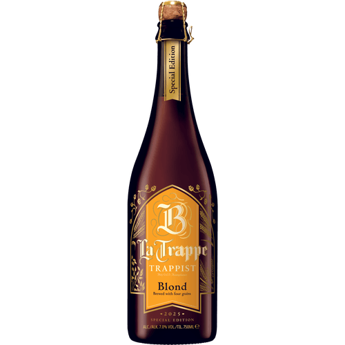 Foto van La Trappe Blond special edition op witte achtergrond